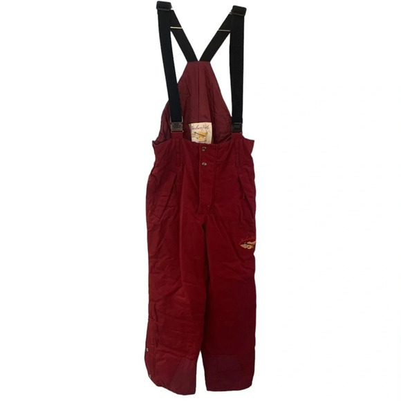 Vintage  Jackson Hole Burgundy Bib Overall Snow Pants M - Picture 1 of 11